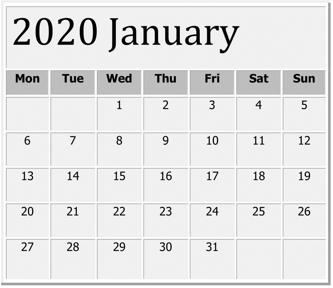 Free Printable 2020 Calendars Large Numbers | Calendar Template with Free Large Number Printables Calendar