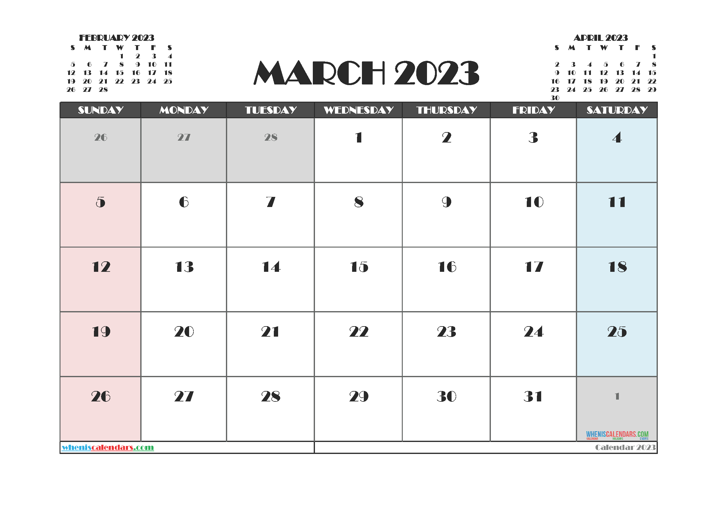 Free Printable April 2023 Calendar  12 Templates  Free Printable 2021 with Calendar March 2023 Printable