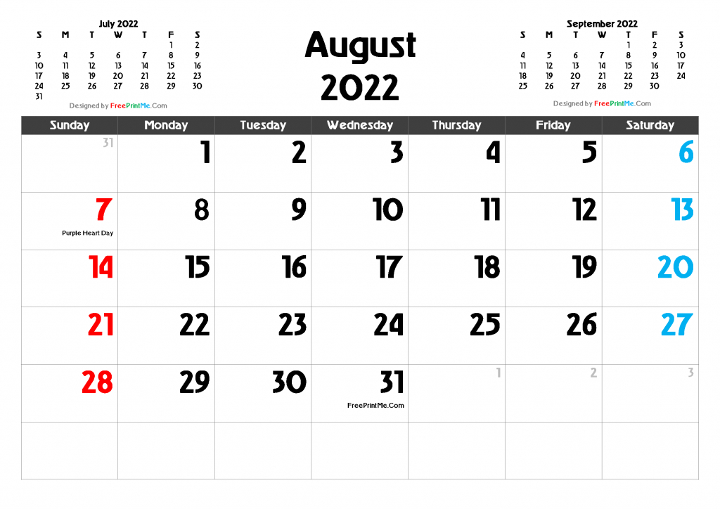 Free Printable August 2022 Calendar Pdf And Image regarding Printable August 2022 Calendar