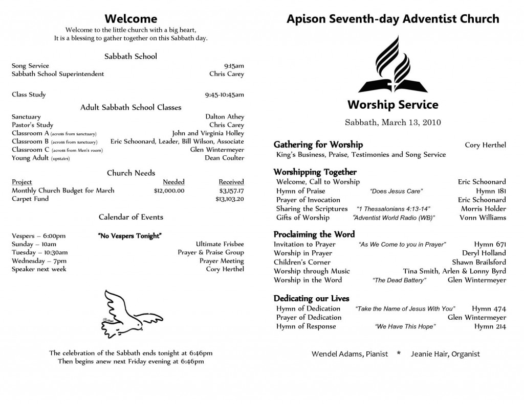 Free Printable Church Bulletin Templates ~ Addictionary regarding Free Blank Printable Programs