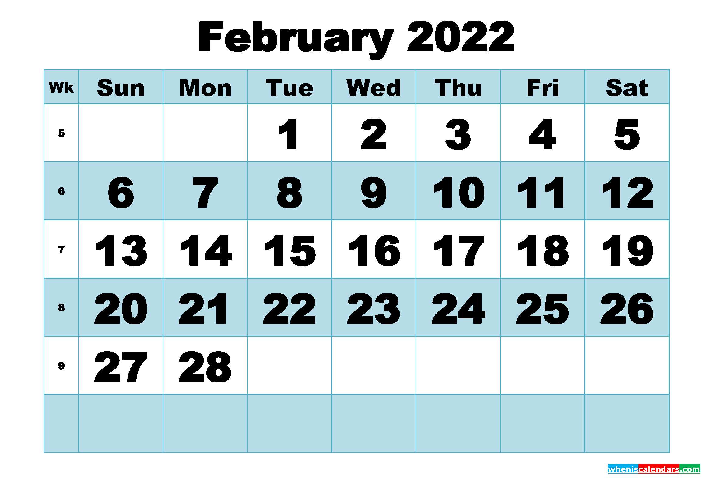 Free Printable February 2022 Calendar Word, Pdf, Image within Free 2022 Monthly Calendars That Are Printable