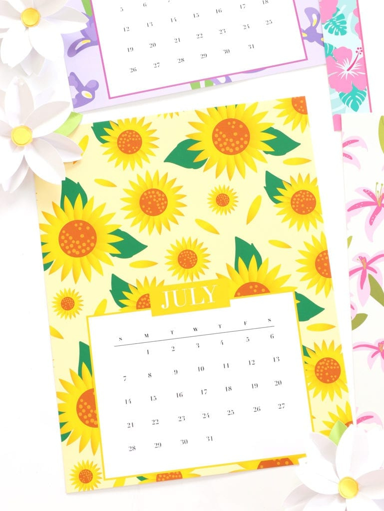 Free Printable Floral Wall Calendar within Free Large Wall Calendars