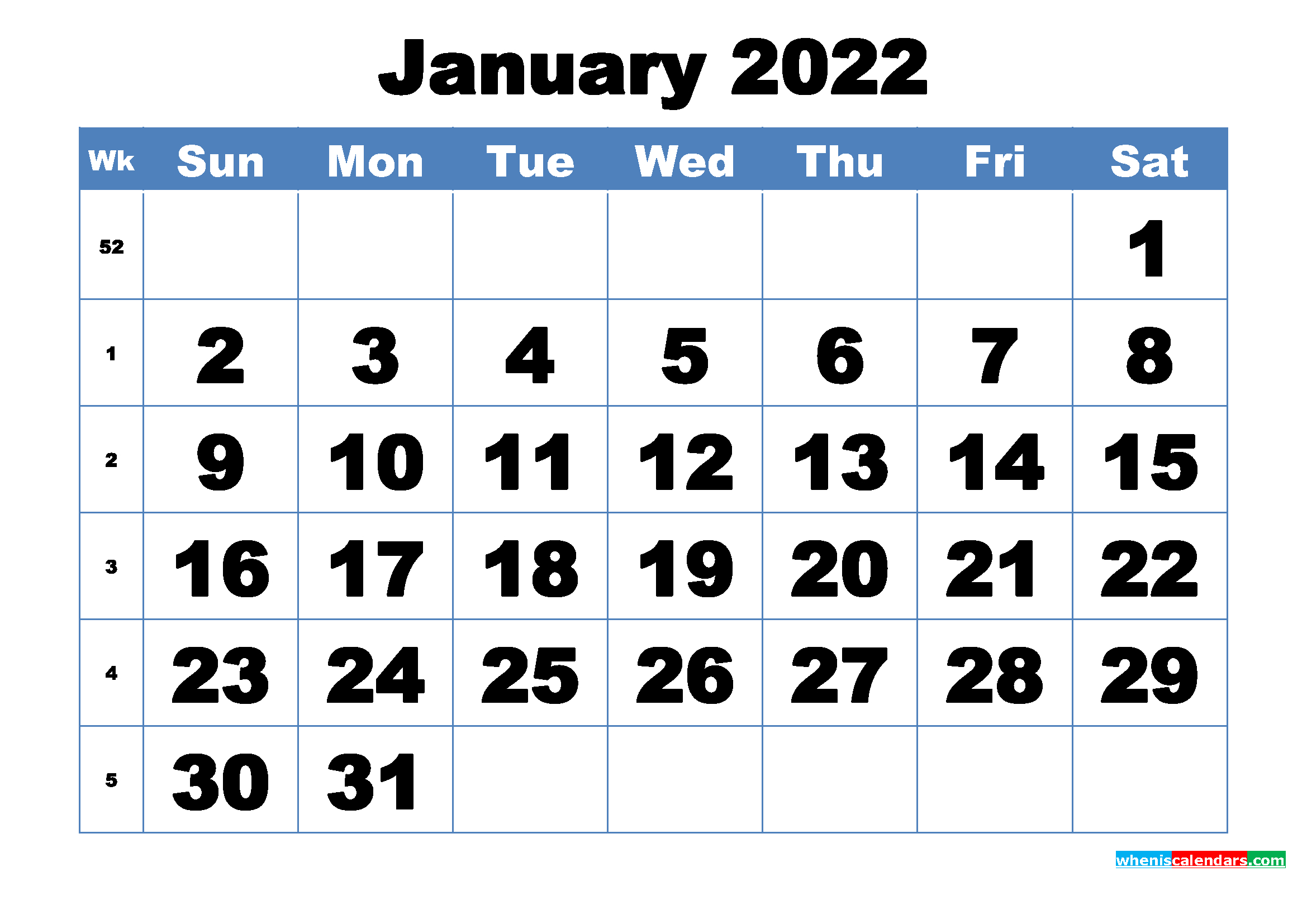 Free Printable January 2022 Calendar Template Word, Pdf intended for Free Printable Calendar Quarterly 2022