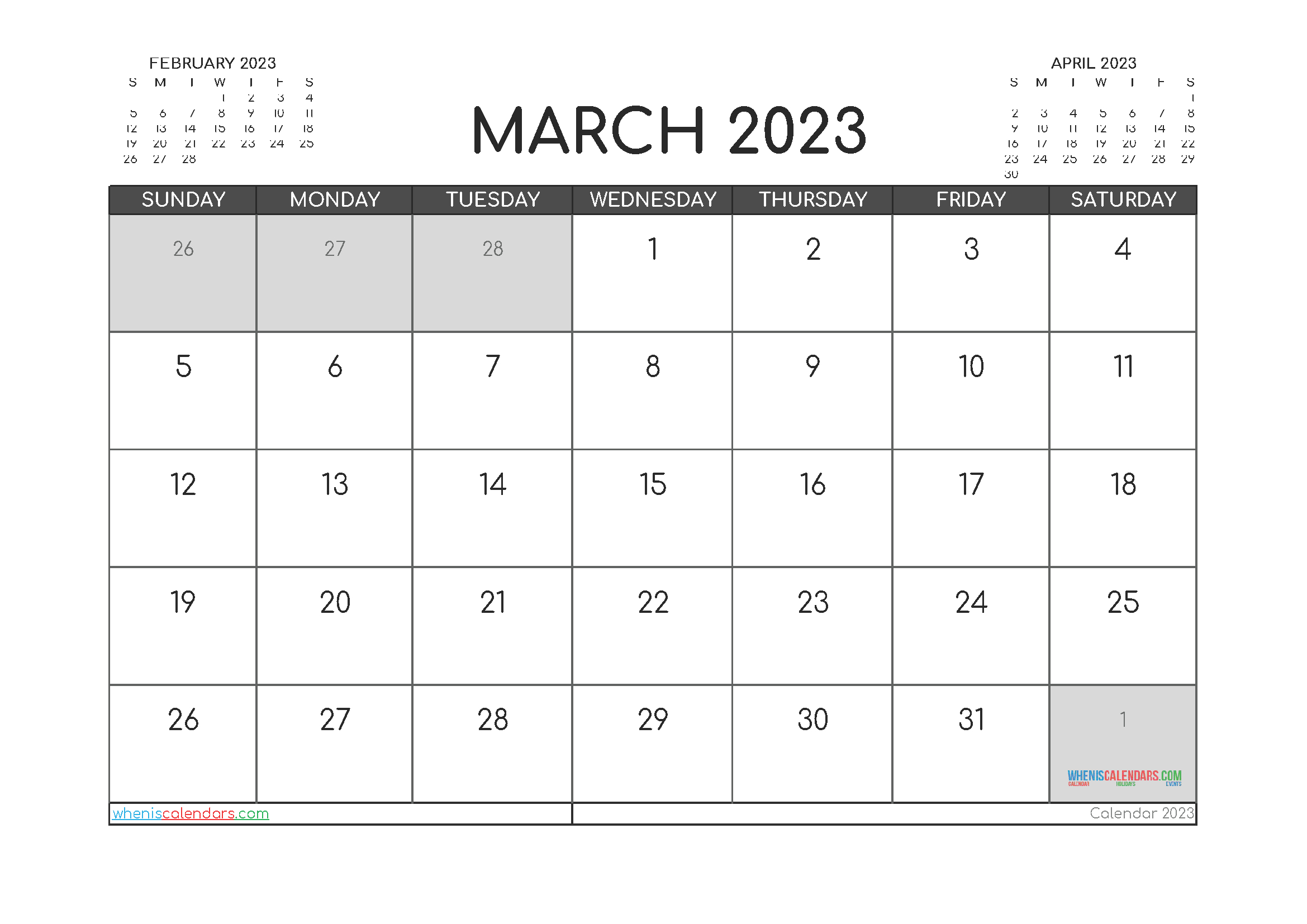 Free Printable March 2023 Calendar 12 Templates Free Printable 2021 with regard to March 2023 Calendar Printable Free
