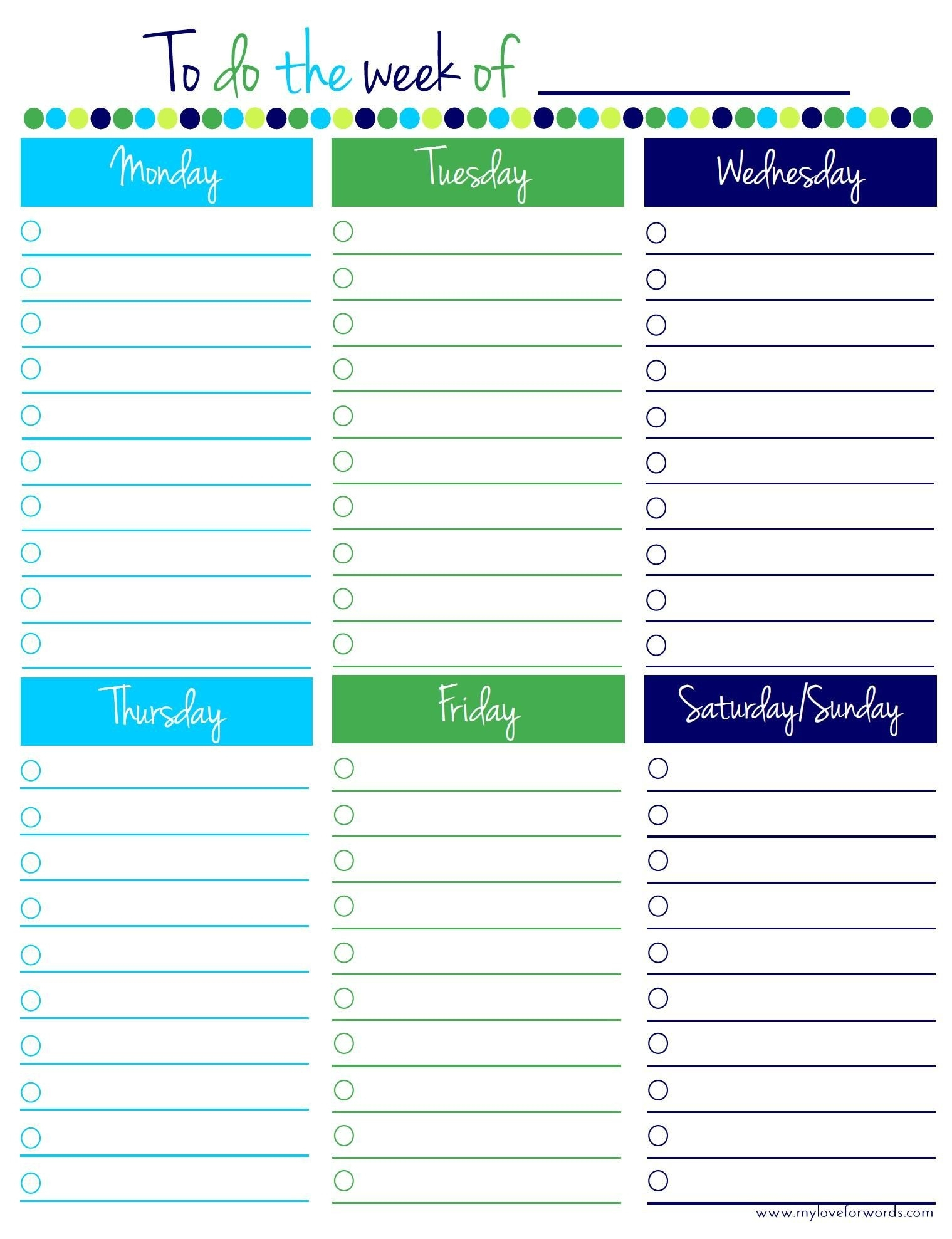 Free Weekly Planner Template Monday To Friday  Template Calendar Design with On Monday To Friday