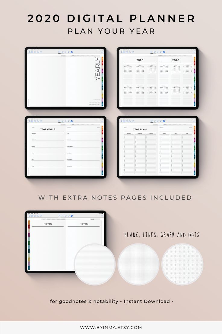 Ipad Pro Planner, Digital Planner 2020, Goodnotes Planner, Notability inside Perenicial Fiscal Year Calendar With Room For Notes