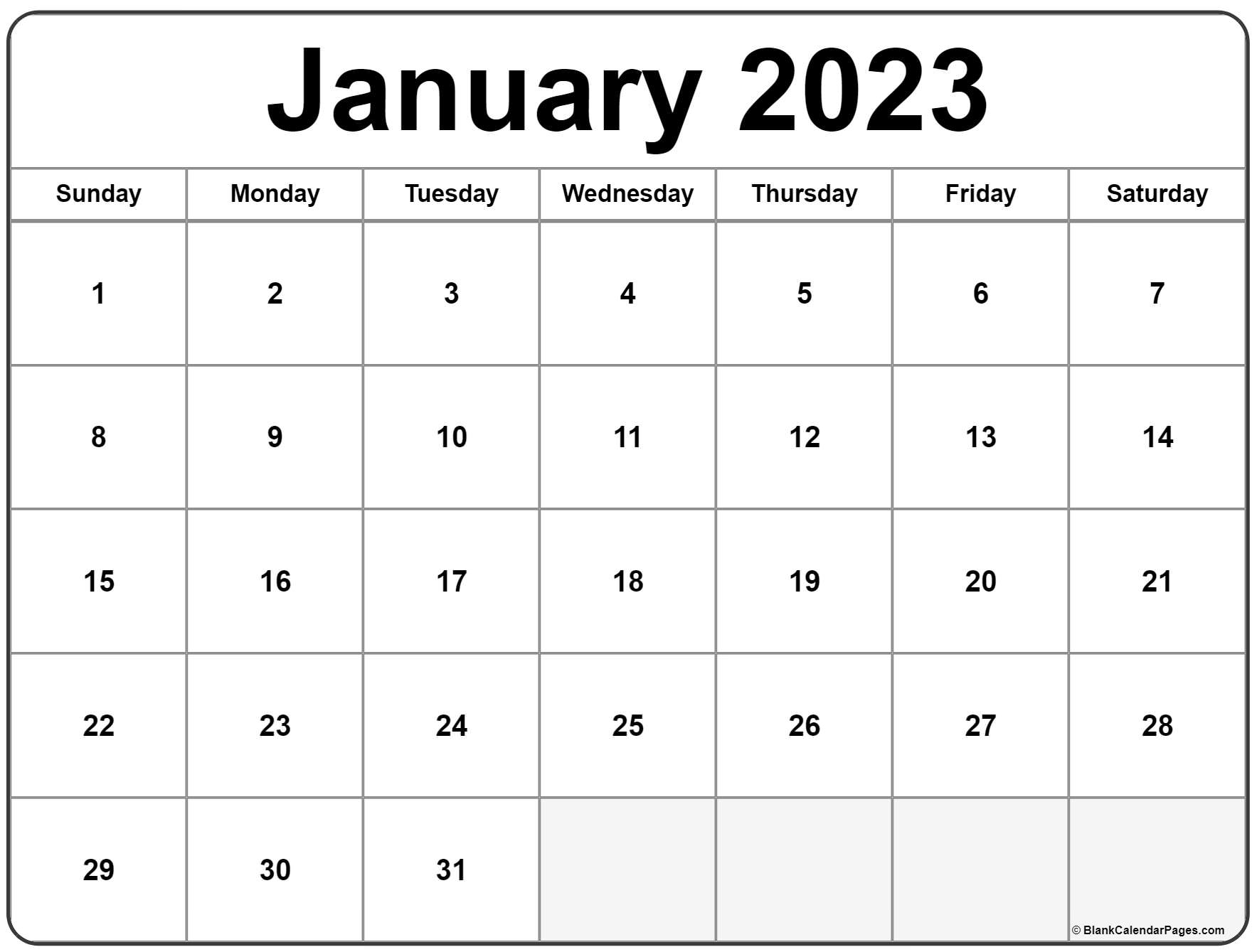 January 2023 Calendar | Free Printable Calendar Templates with Free Vertical Printable Calendars For April 2023 Calendar Holiday Usa 2023