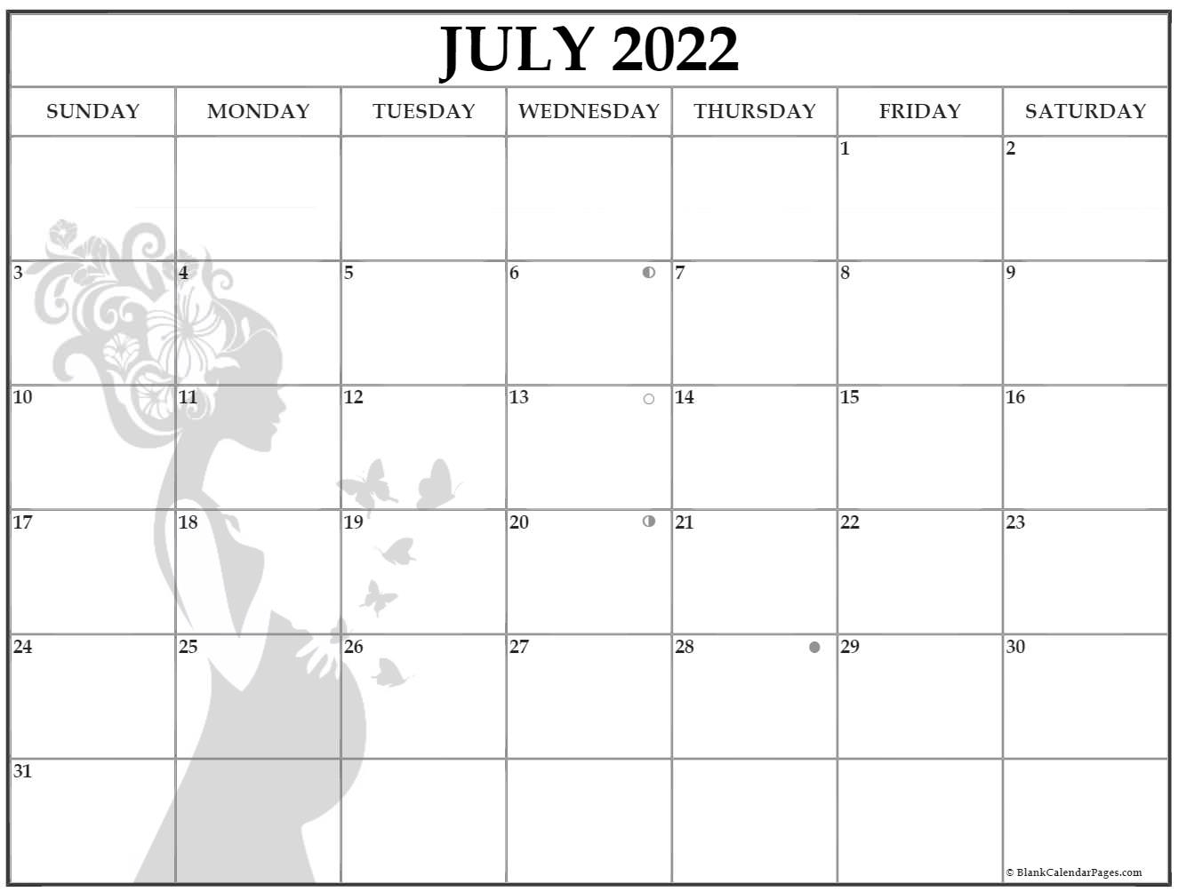 July 2022 Pregnancy Calendar | Fertility Calendar within Lunar Calendar 2022 Pdf
