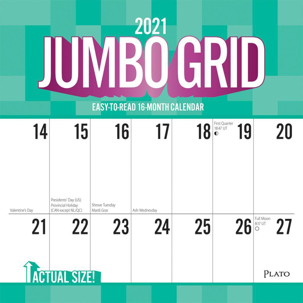 Jumbo Grid Large Print 2021 12 X 12 Inch Monthly Square Wall Calendar for Large Square Calender Template