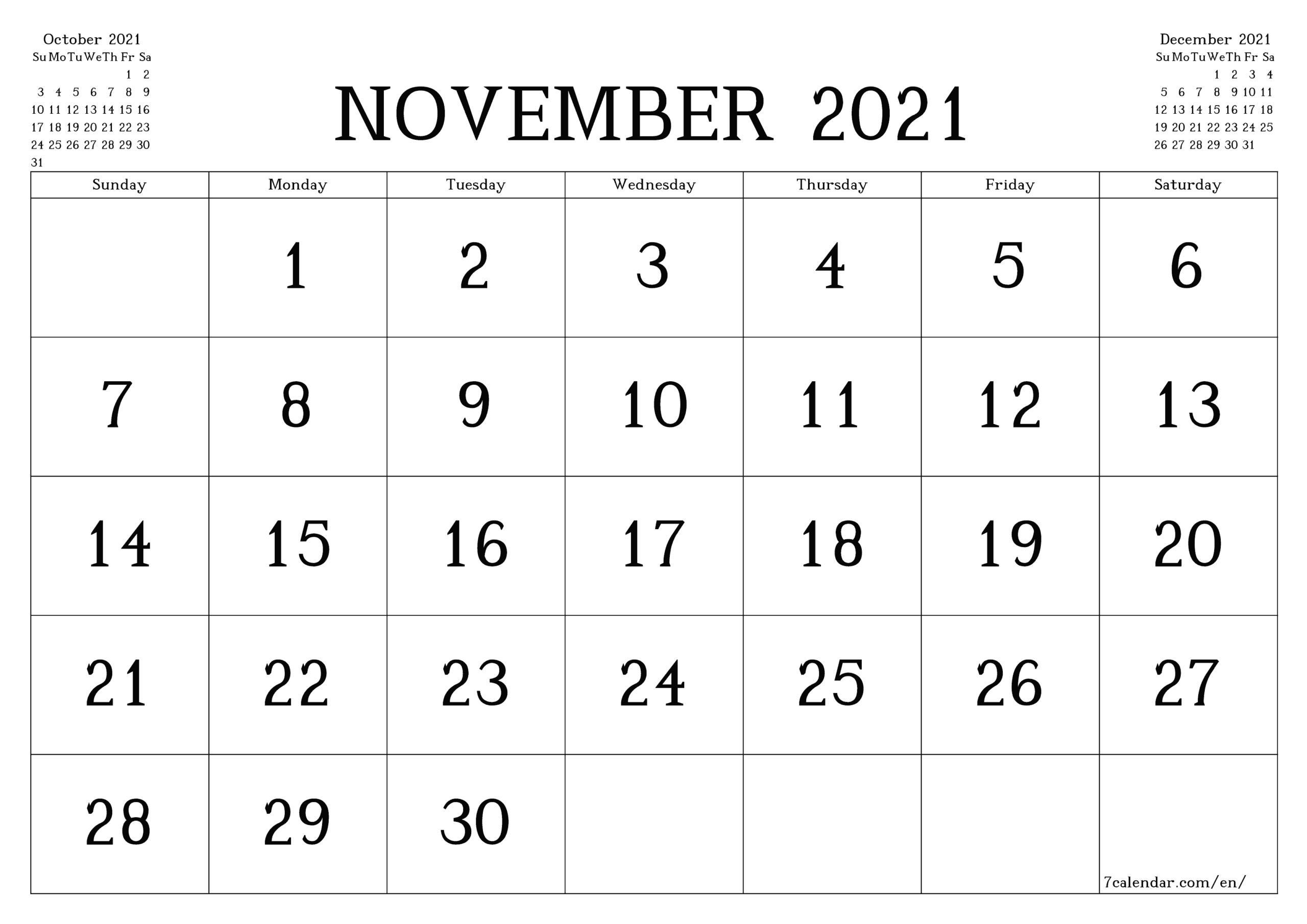 Large Block Printable Calendar 2021 | Calendar Printables Free Blank in Printable Calendar With Large Blocks