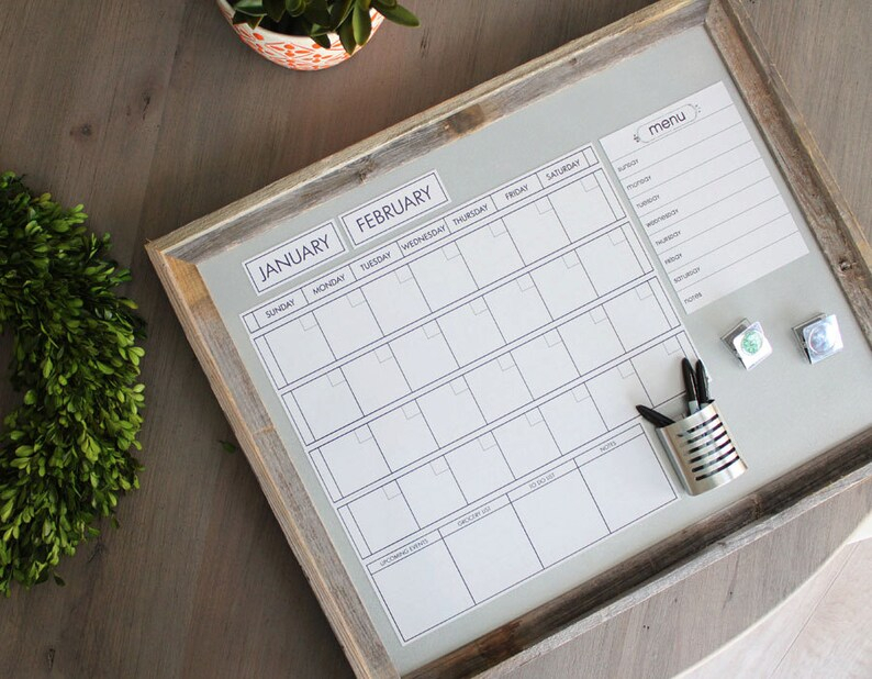 Large Dry Erase Calendar Magnet Set With Extra Large Barn Wood | Etsy for Free Printable Extra Large Calendars