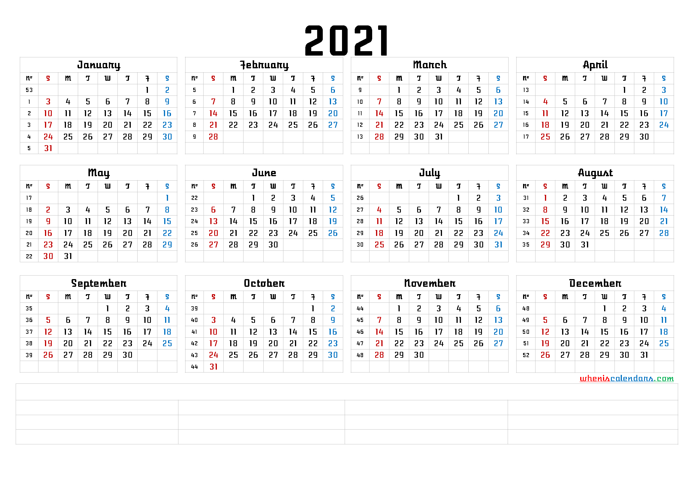 Large Number 2021 Free Calendar | Calendar Printables Free Blank pertaining to Free Large Number Printables Calendar