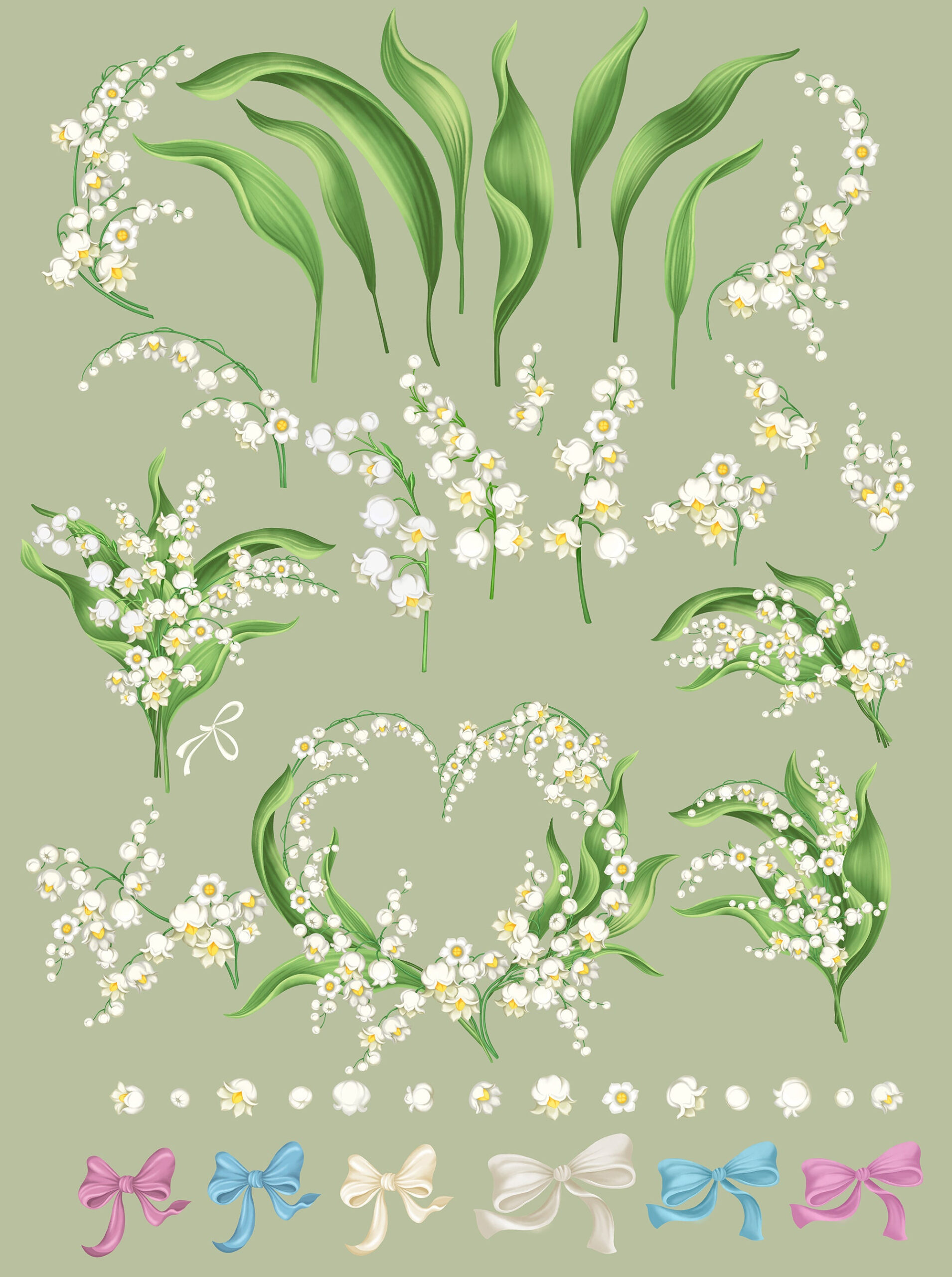Lily Of The Valley Clipart Lily Of The Valley Botanical Clip | Etsy throughout Lily Of The Valley Botanical Drawing