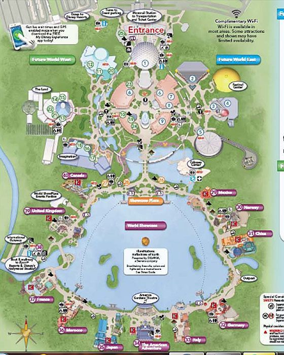 Map Of Epcot In 2020 | Disney World Epcot Map, Disney World Map, Epcot Map inside Walt Disney World Rides 2022