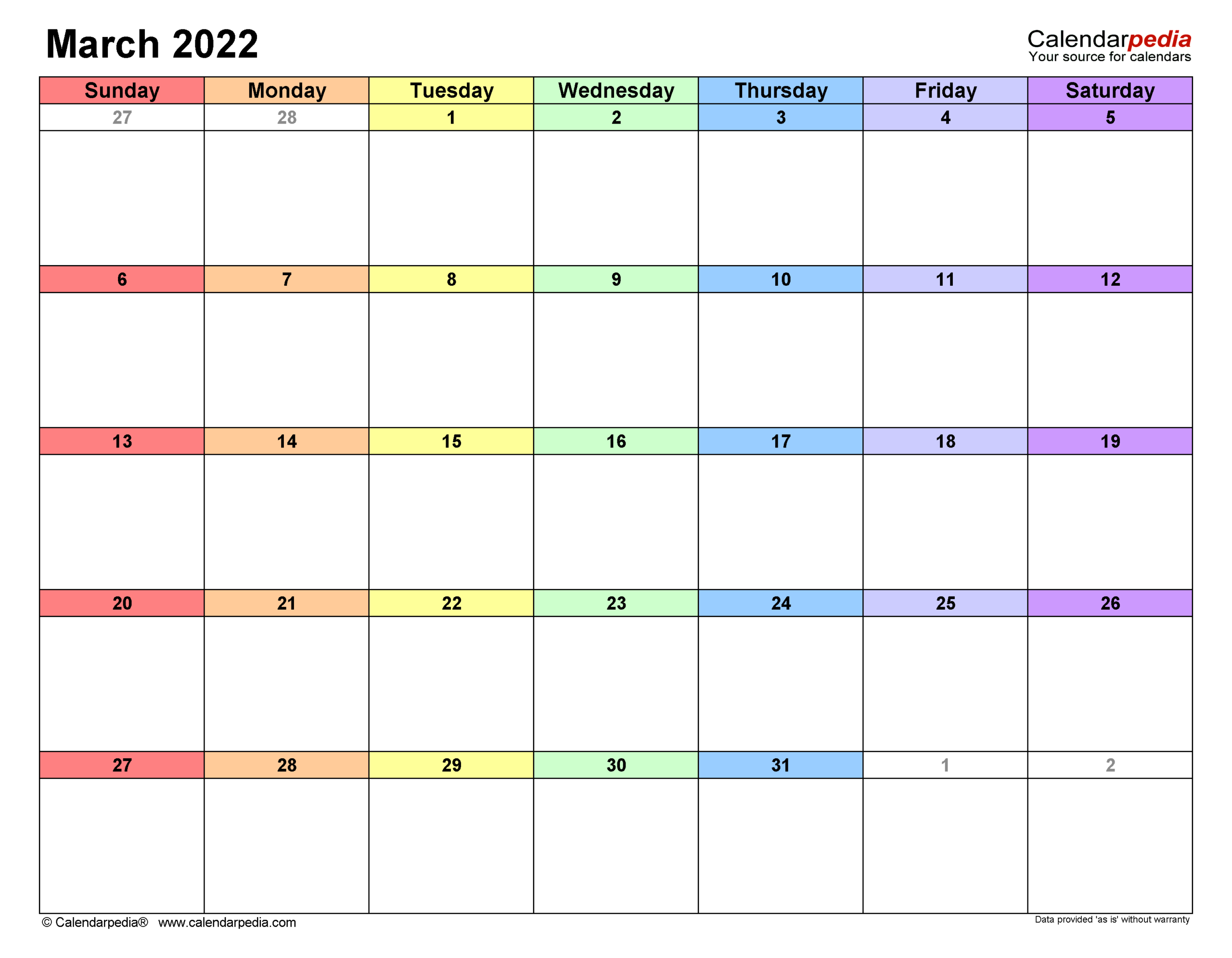 March 2022 Calendar | Templates For Word, Excel And Pdf with regard to March 2023 Calendar Printable Free