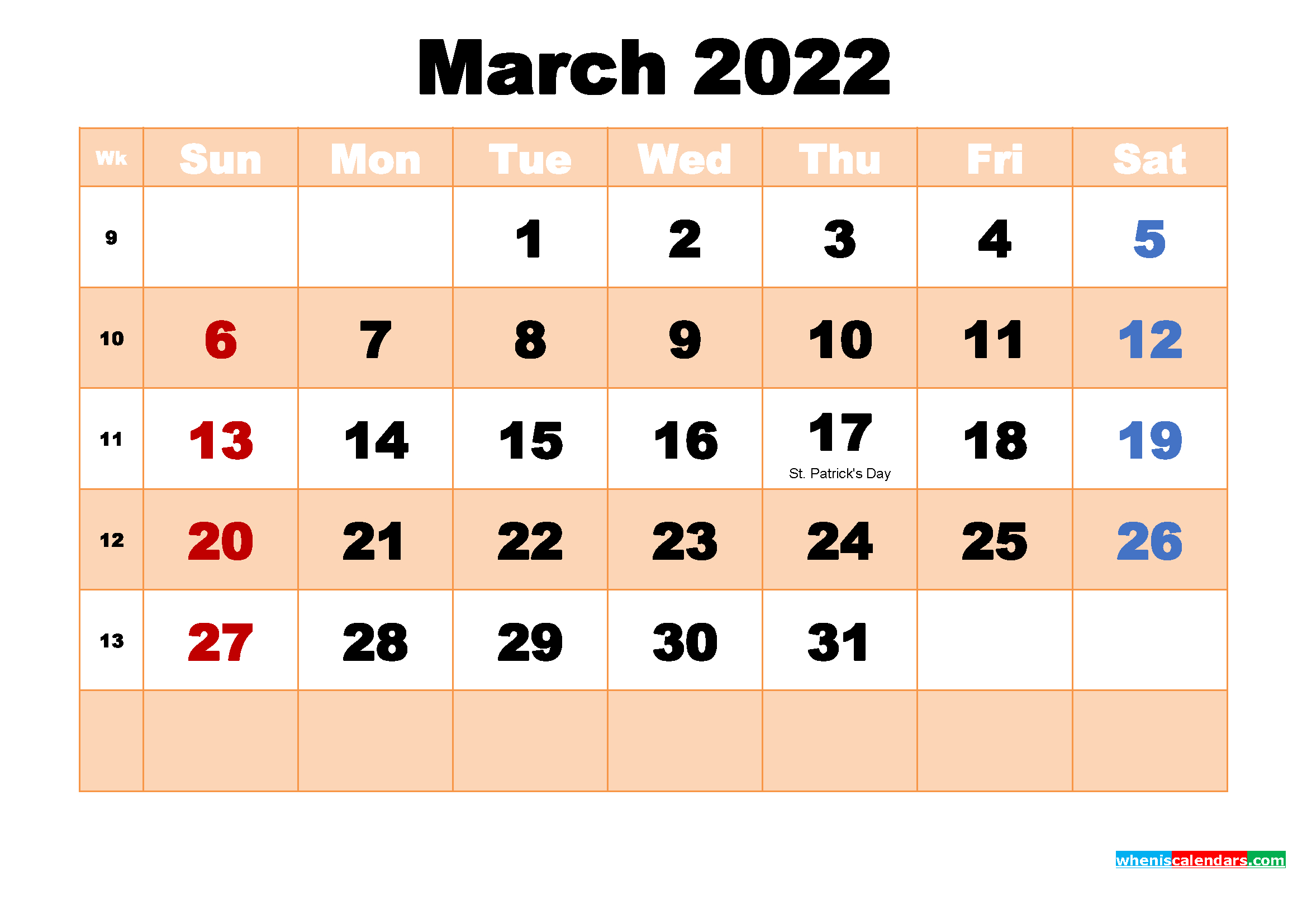 March 2022 Calendar With Holidays Wallpaper for 2022 Desk Top Calendar Free