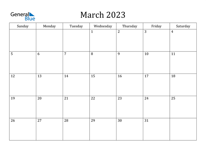 March 2023 Calendar (Pdf Word Excel) throughout Calendar March 2023 Printable