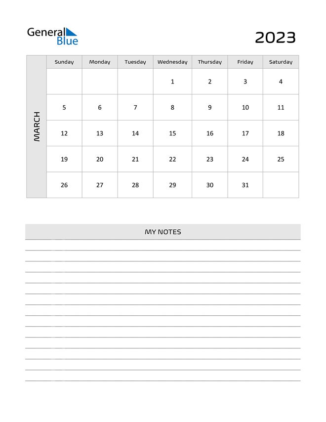 March 2023 Calendar (Pdf Word Excel) within March 2023 Calendar Printable