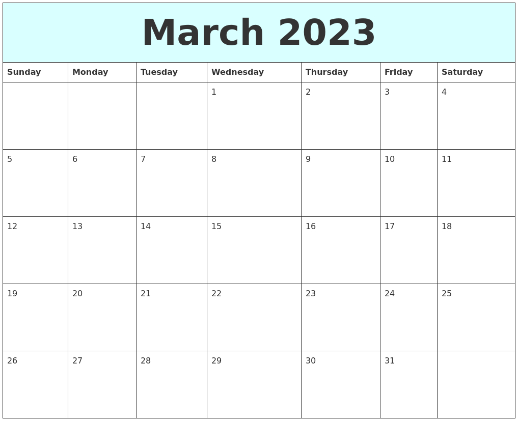 March 2023 Free Calendar regarding March 2023 Calendar Printable