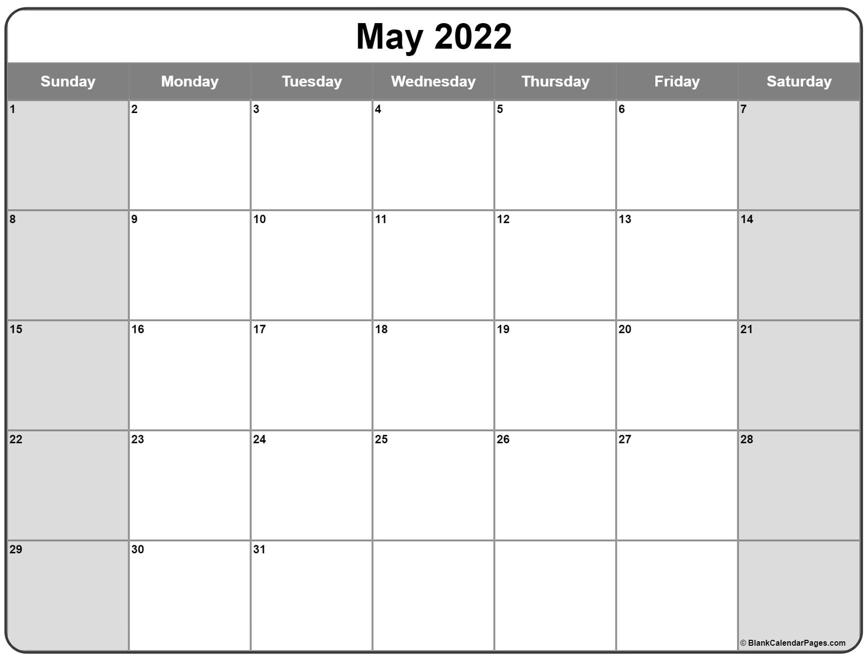 May 2022 Calendar | Free Printable Calendar Templates within Large Free Printable 2022 Months