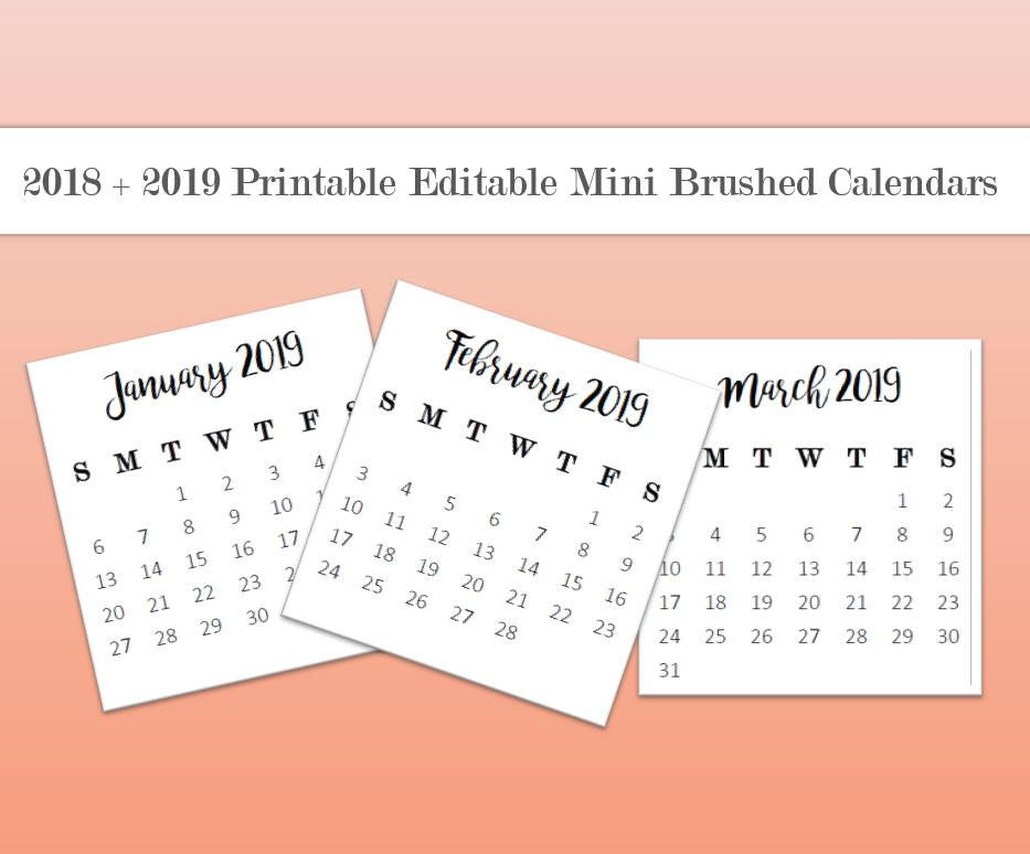 Mini Calendar 2018 Template | Pdf Template with regard to Free Printable Small Pocket Calendars