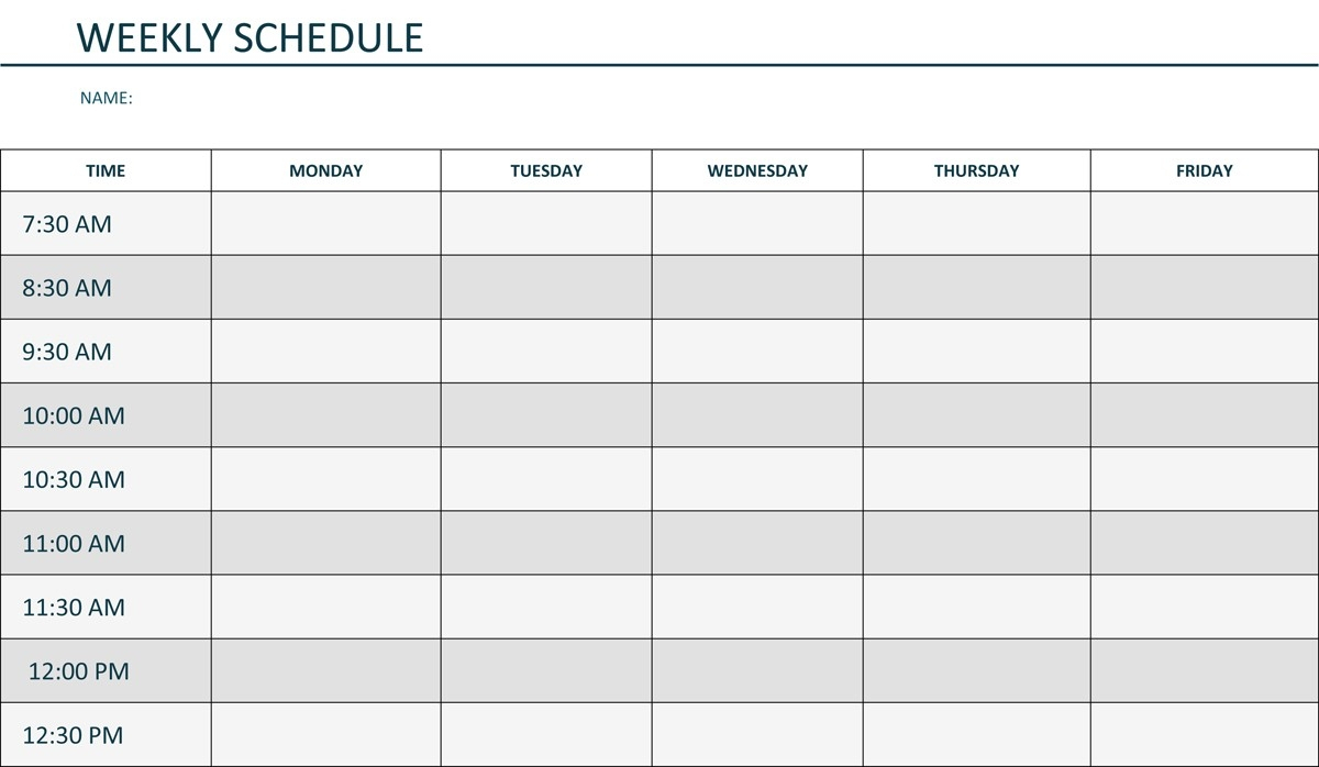 Mon Thru Friday Weekly Blank Calendar | Calendar Template Printable within Monday Thru Friday Calendar Template