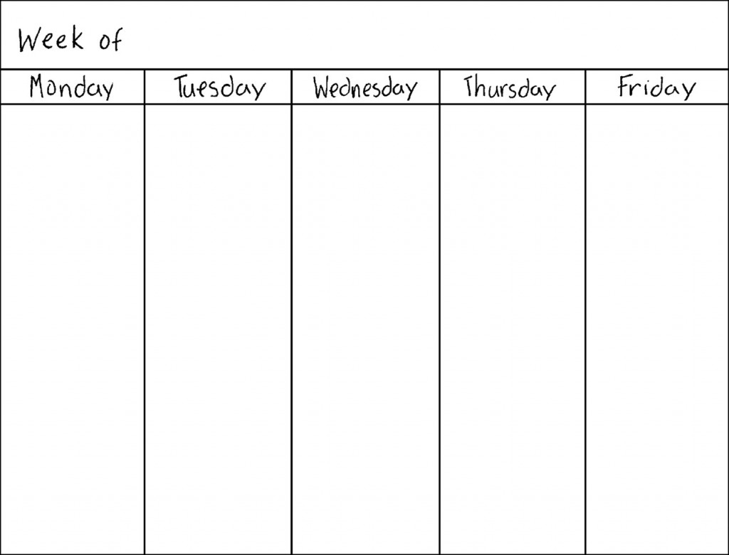 Monday Friday Blank Calendar | Example Calendar Printable intended for Monday To Friday Schedule