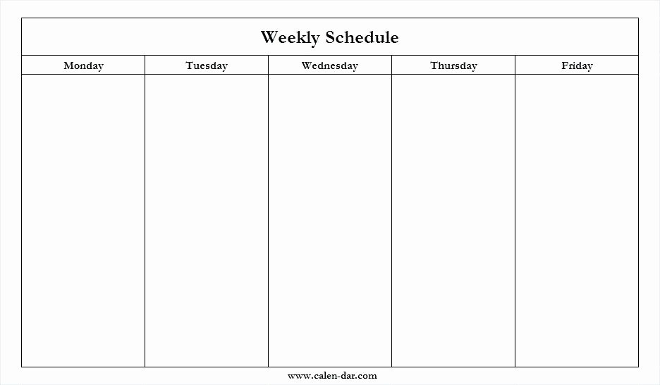 Monday Through Friday Calendar | Free Printable Calendar Monthly throughout Monday To Friday Schedule