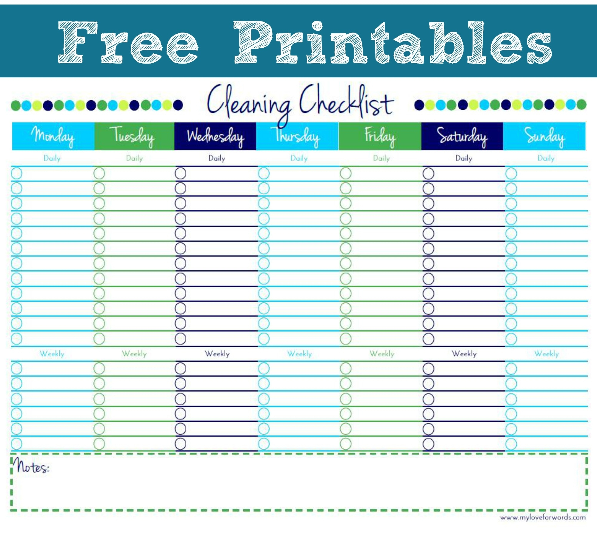 Monday Through Friday Checklist Free Printable Calendar Inspiration with regard to Schedule Mondy To Friday