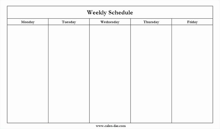 Monday Through Friday Hourly Calendar Awesome Mon Friday Calendar throughout Monthly Template Moday To Friday