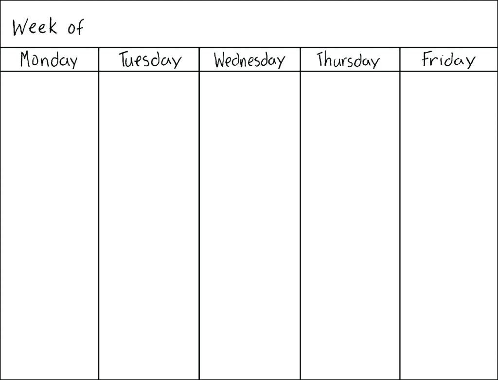 Monday To Friday Blank Calendar Printable | Calendar Template Printable regarding Monday To Friday Schedule