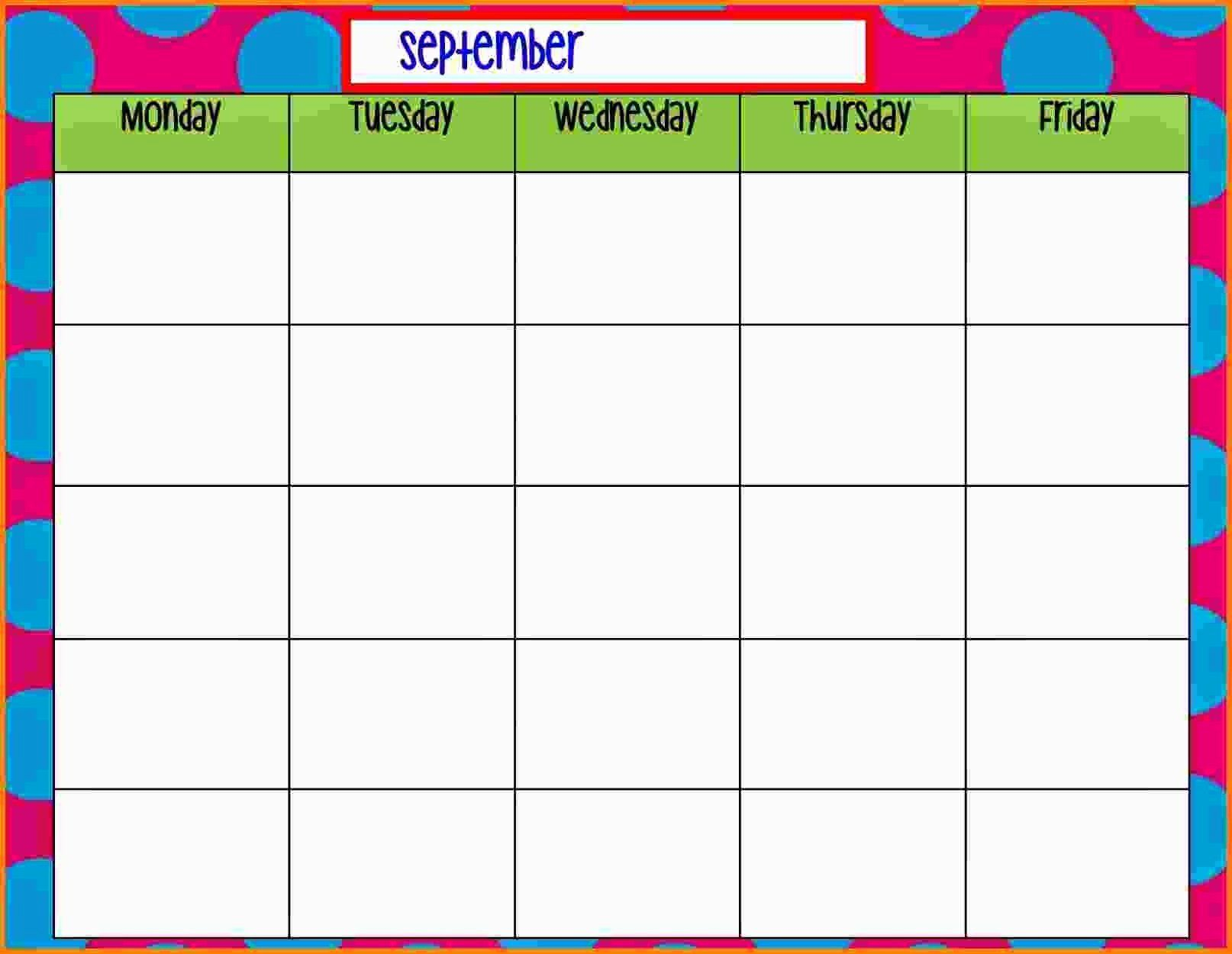 Monday To Friday Schedule Template Fresh Free Printable Blank Calendar pertaining to Monday To Friday Schedule Chart