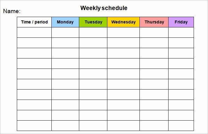Monday To Friday Schedule Template Inspirational Week Calendar Template pertaining to School Day Are From Monday To Friday