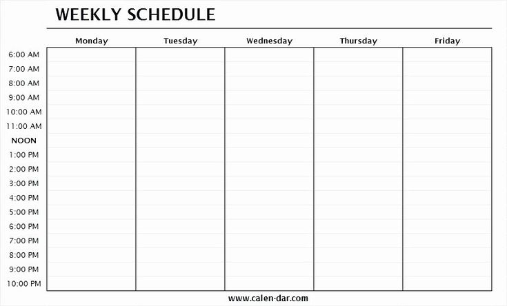 Monday To Friday Schedule Template Lovely Monday To Friday Calendar throughout Monday Thru Friday Calendar Template