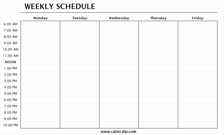 Monday To Friday Schedule Template Lovely Monday To Friday Calendar with Mon - Friday Am Pm Calendar