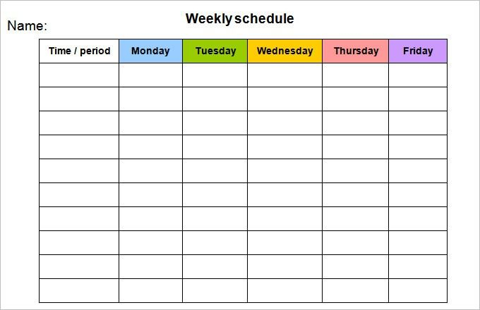 Mondayfriday Schedule Template | Weekly Calendar Printable, Weekly throughout Plain Monday Through Friday Calendar