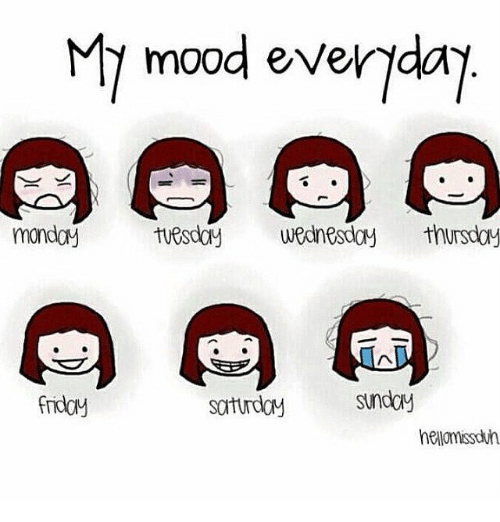 My Mood Ever Da Monday Tvesday Wednesday Thursday Saturday Sunday in Saturday To Sunday Monday