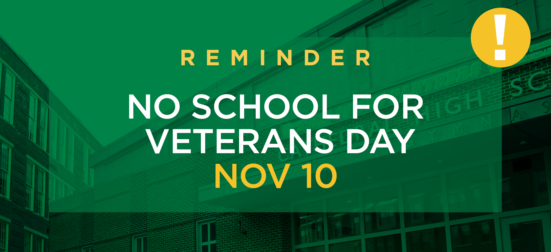 No School: Veterans Day  Cathedral 712 High School Boston pertaining to School Day Are From Monday To Friday