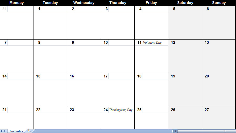 November 2011 Calendar | November 2011 Calendar Printable within Yearly Calendar With Squares