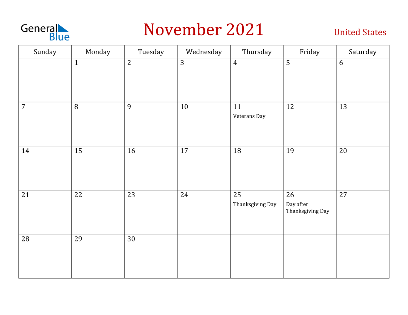 November 2021 Calendar  United States with Free Calendar Pdf States United