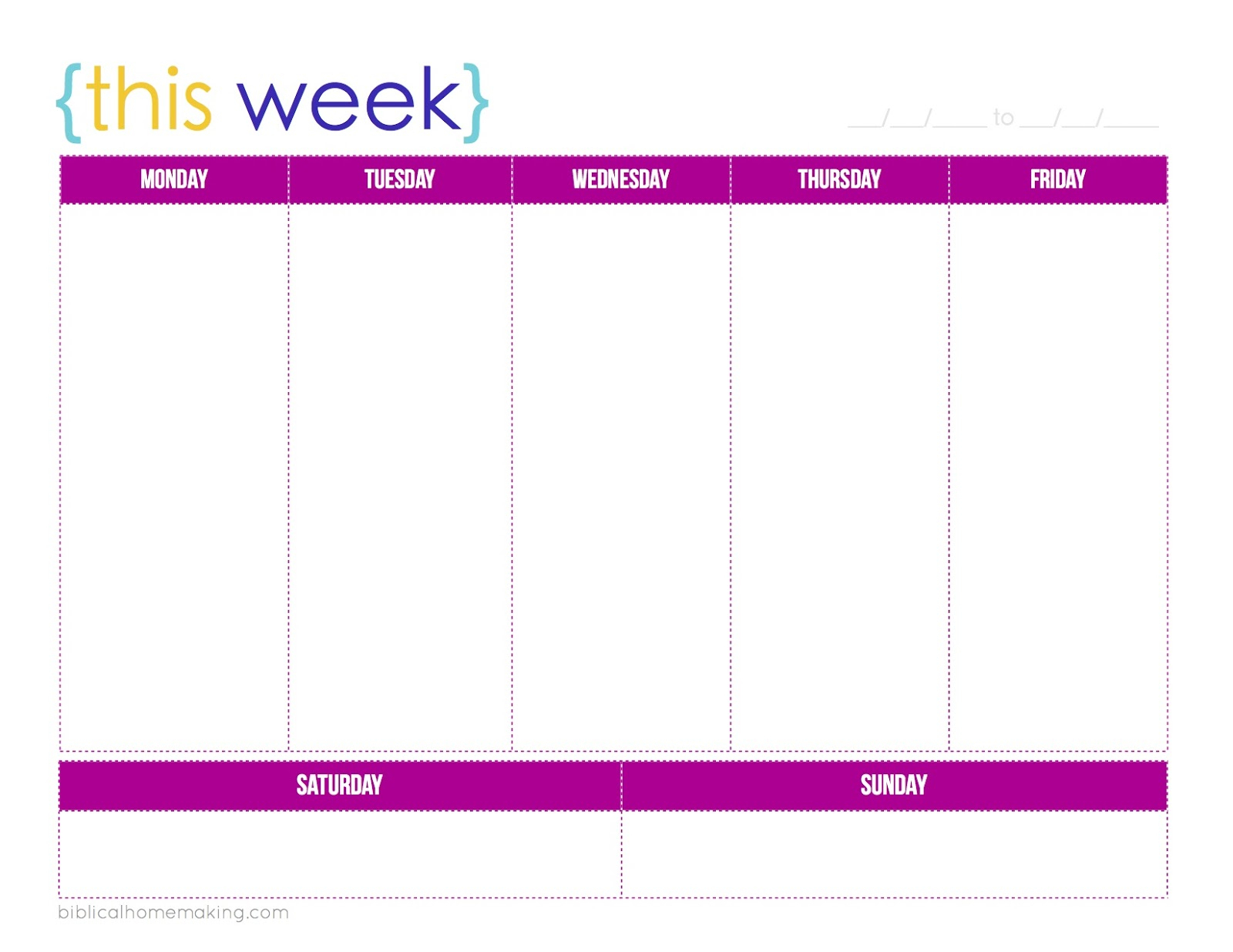 One Week Monday Through Friday Calendar Template | Example Calendar throughout Monday To Friday Template