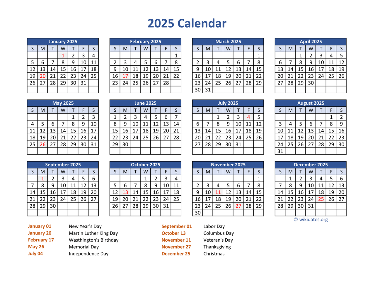 Pdf Calendar 2025 With Federal Holidays | Wikidates regarding Printable Federal Government Holiday Calendar
