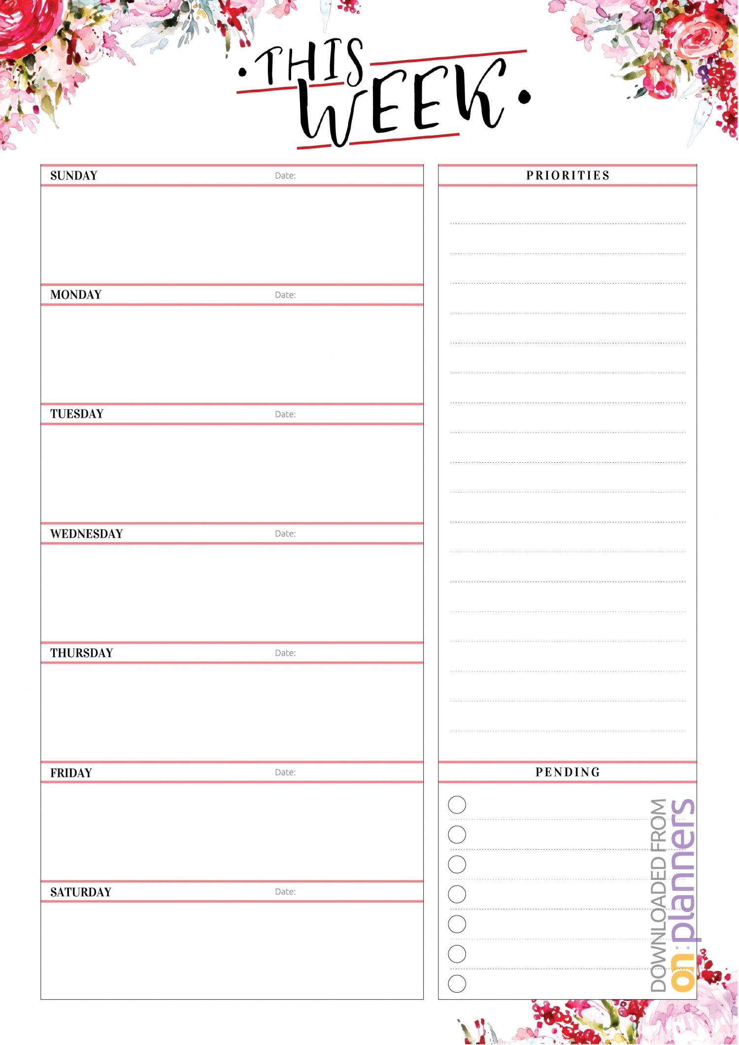 Pdf Free Monday  Friday Weekly Planner  Calendar Inspiration Design within Monthly Template Moday To Friday