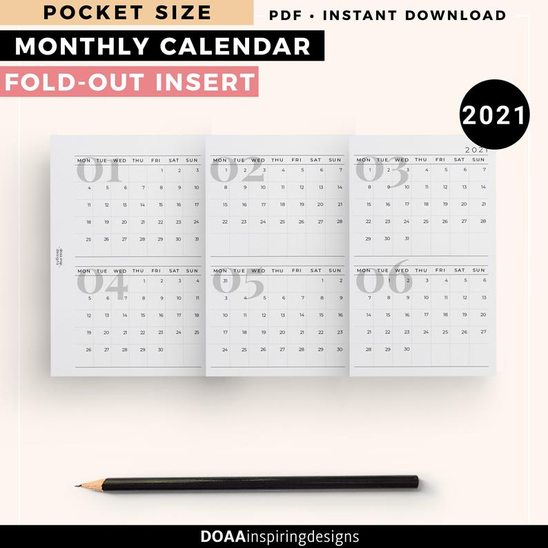 Pocket Calendar 2021 Printable | Calendar Template Printable Monthly Yearly inside Free Printable Pocket Calendar Template