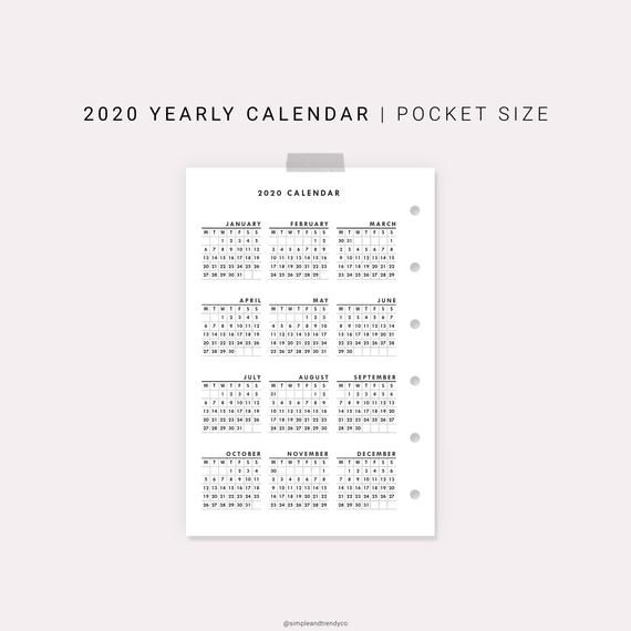 Pocket Size Calendar Printable, 2020 Calendar Sunday Monday Start, 2020 throughout Free Printable Small Pocket Calendars