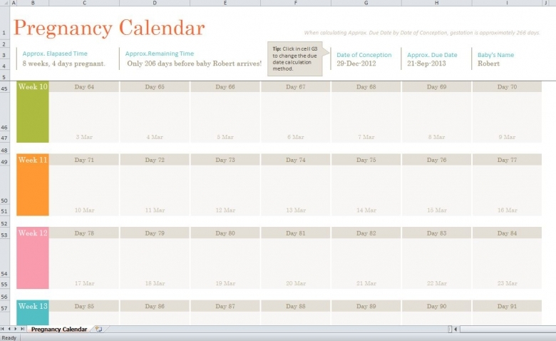 Pregnancy Calendar Week By Week :Free Calendar Template intended for Pregnancy Calendar Printable Free