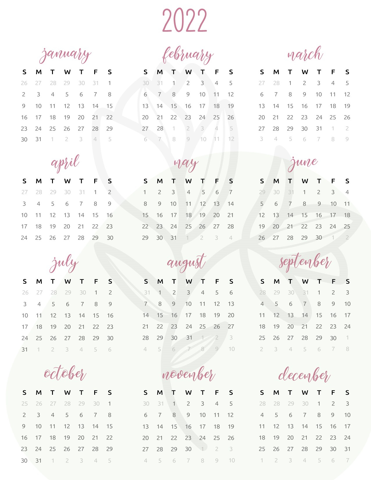 Print 2022 Printable Calendar One Page  Download Blank Calendar 2022 for Free Printable Calendar 2022 Vertical