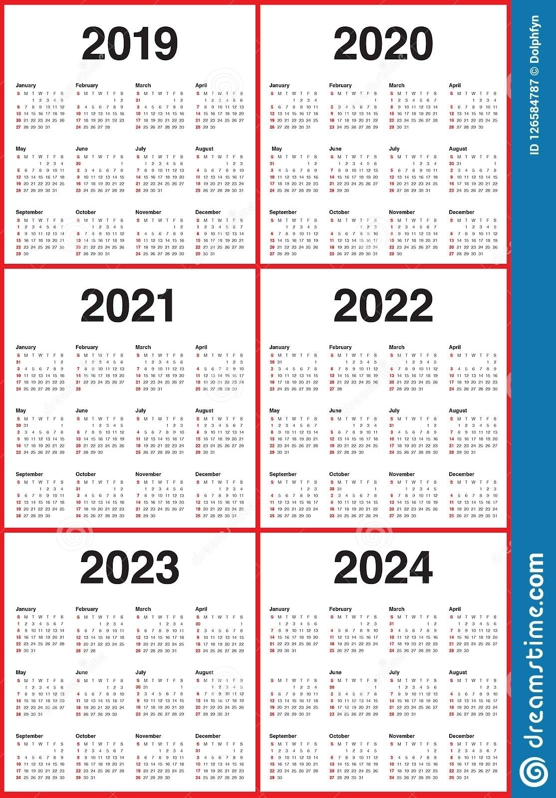 Print 5 Year Calendar | Month Calendar Printable for Next Year Calendar 2022