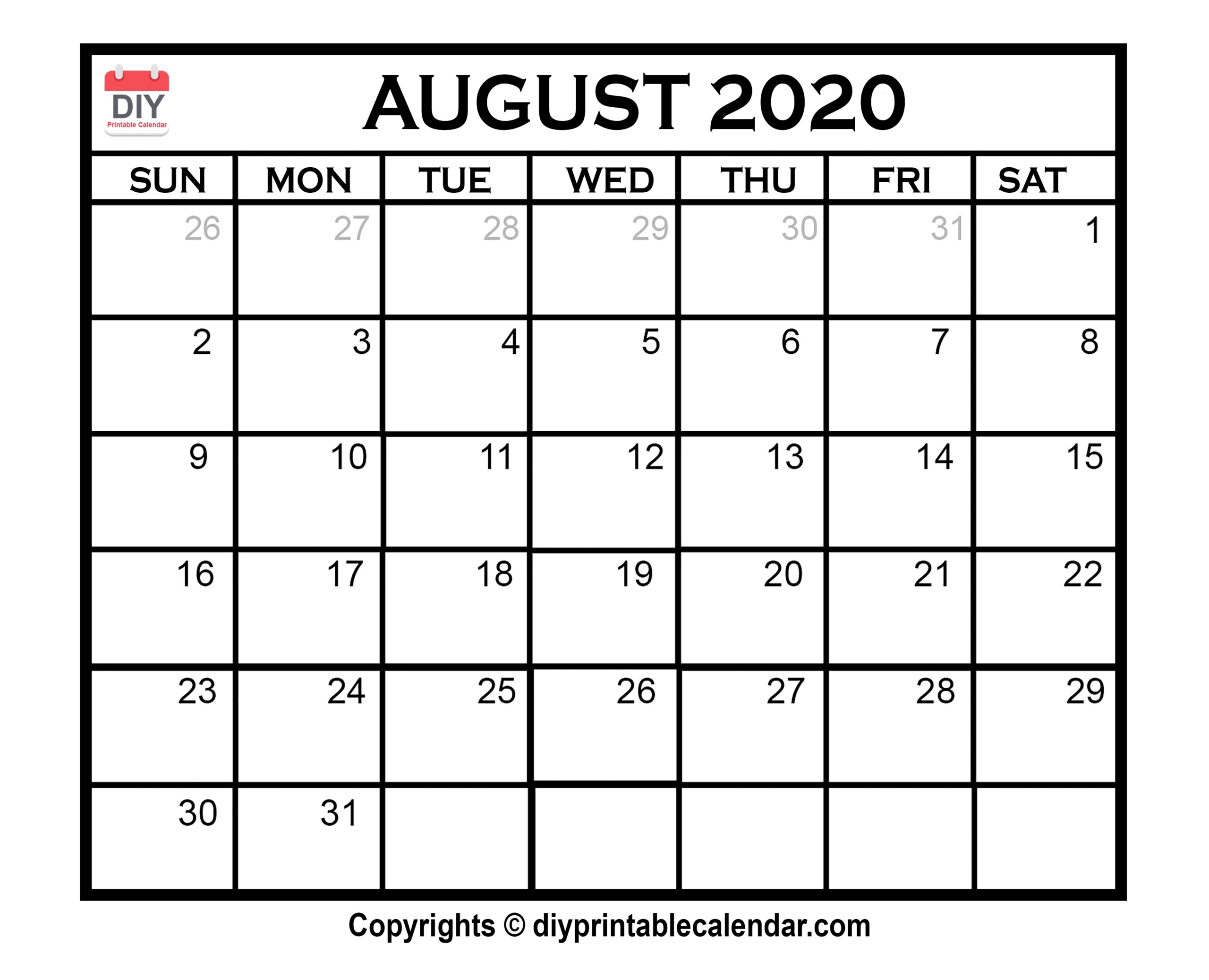 Print Free Calendars Without Downloading August 2020 | Calendar inside Print Free Calendar Without Downloading