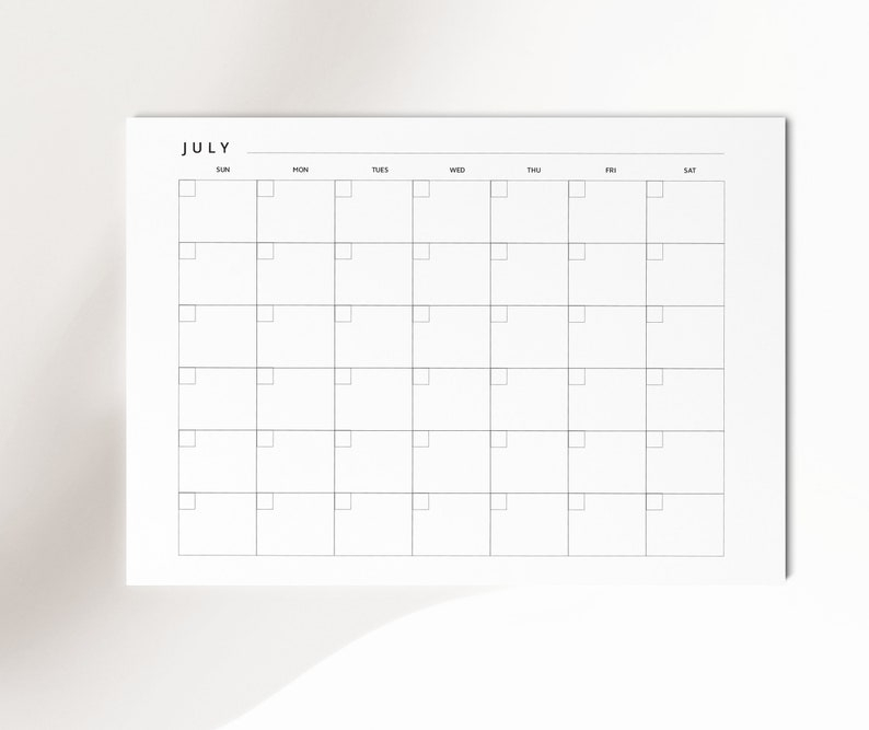 Printable 12 Month Blank Calendar Blank 8.5 X 11 Inches | Etsy intended for 8.5” X 11” Page